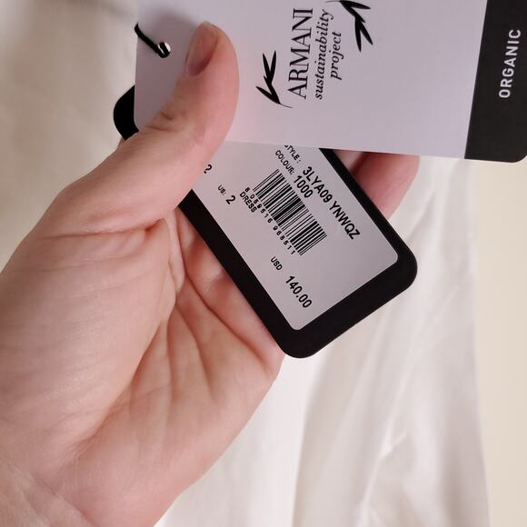 NWT ARMANI EXCHANGE A|X White Quiet Luxury Collared Button Up Shirt Dress Sz 2 - Picture 7 of 16